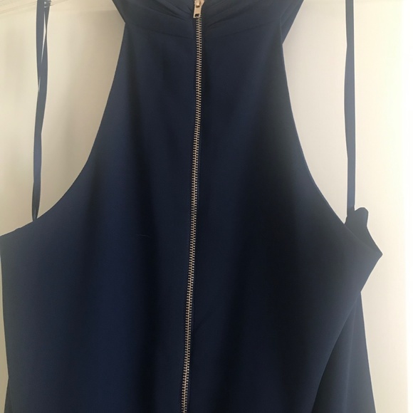 "Naked Zebra" navy chiffon dress, size medium - Picture 3 of 5